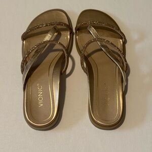 Vionic Women's Gold Prism Sandals with Sparkling Straps Size 6.5